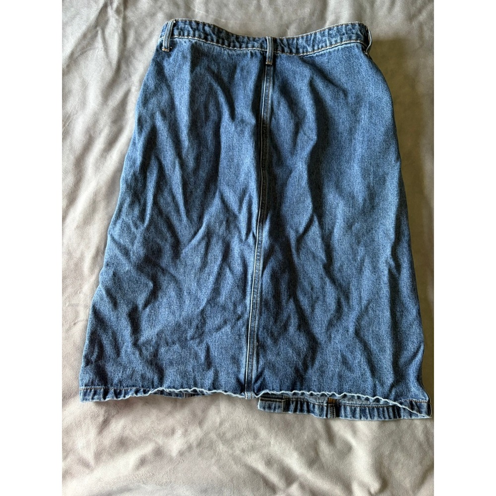 Old Navy Womens Button Front Denim Midi Skirt Medium Wash Blue Cotton Size 6 - Picture 2 of 4